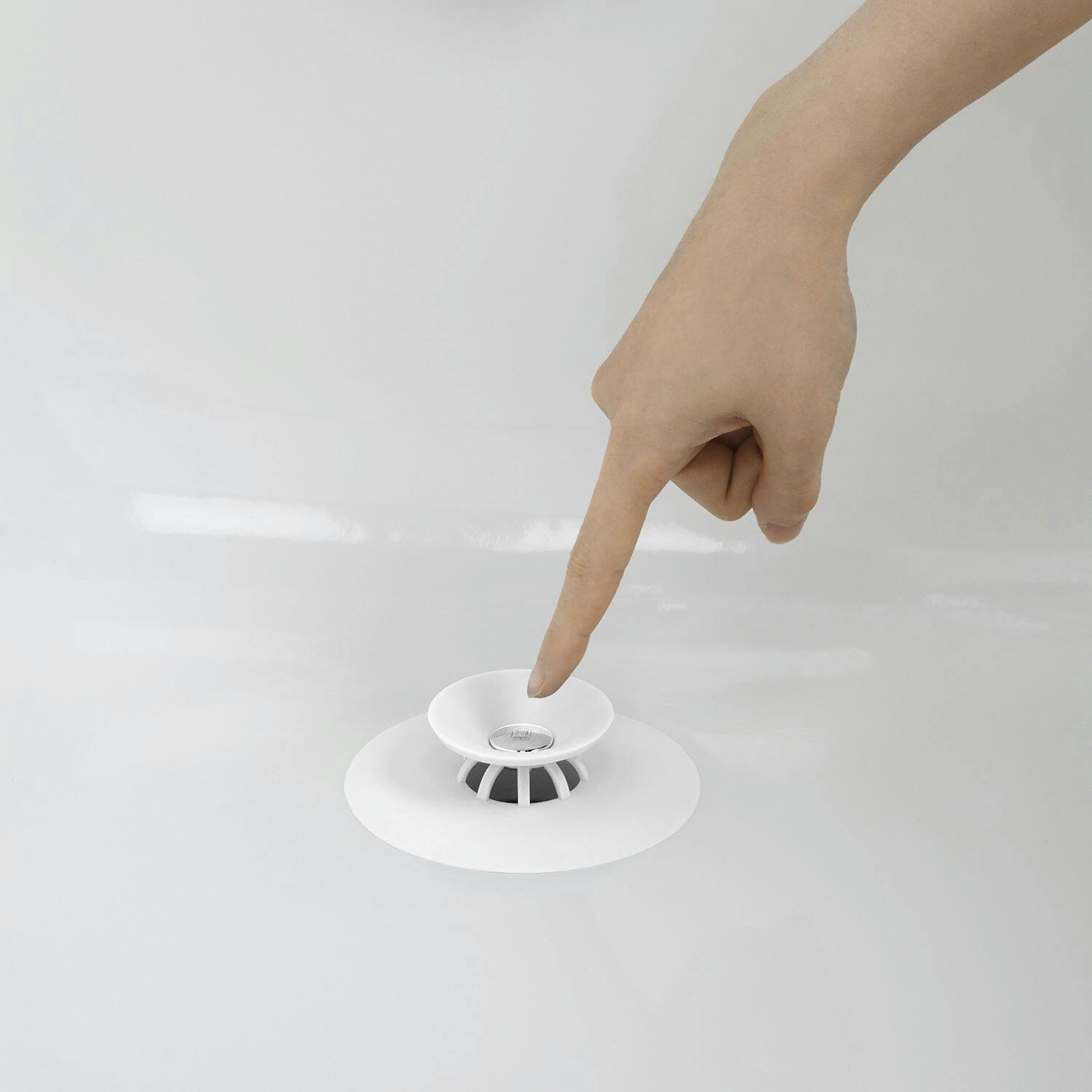 Umber Flex Drain Stopper & Hair Catcher, White