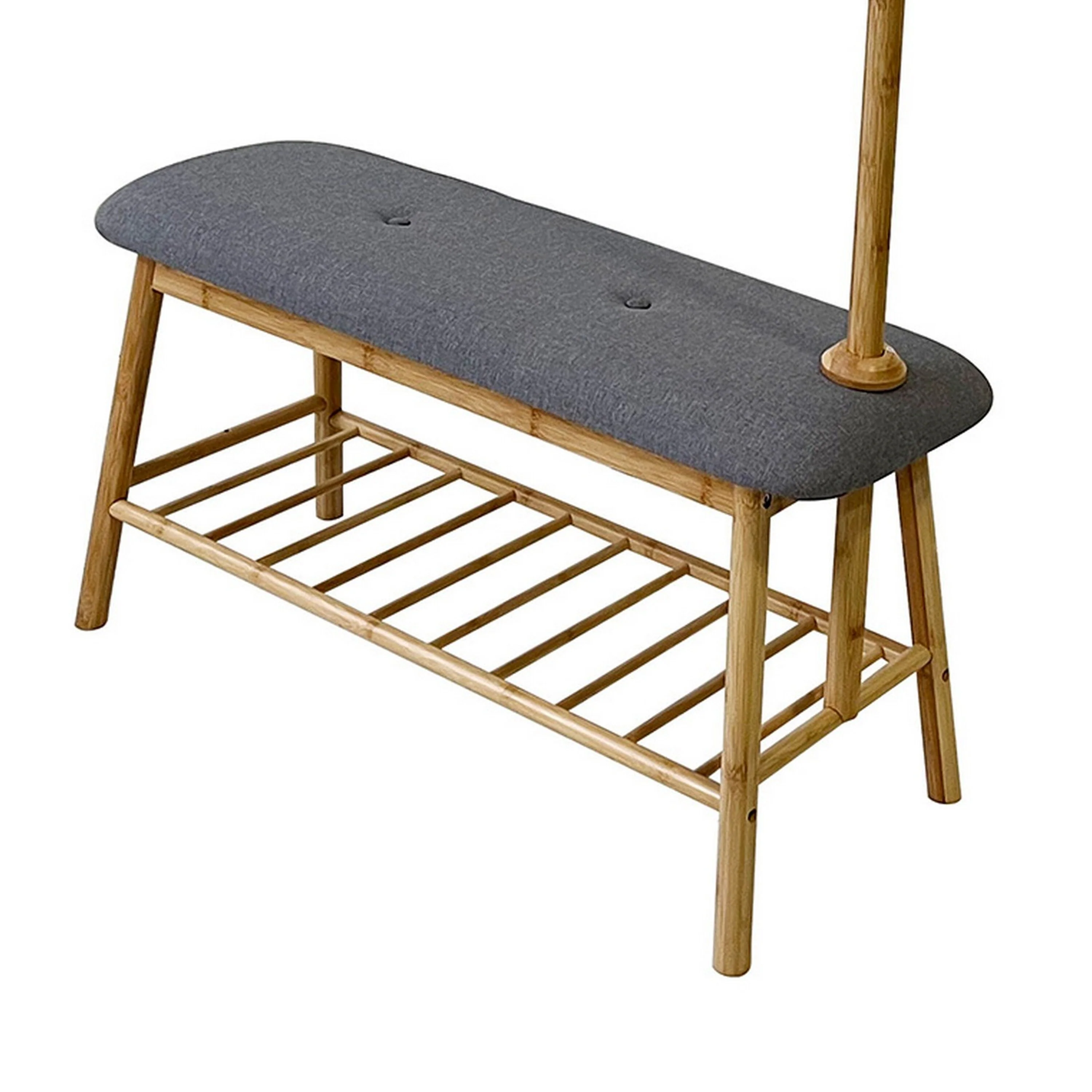 Osava Coat Rack Hall Tree with Bench, Shoe Storage, Gray Polyester, 65 Inch