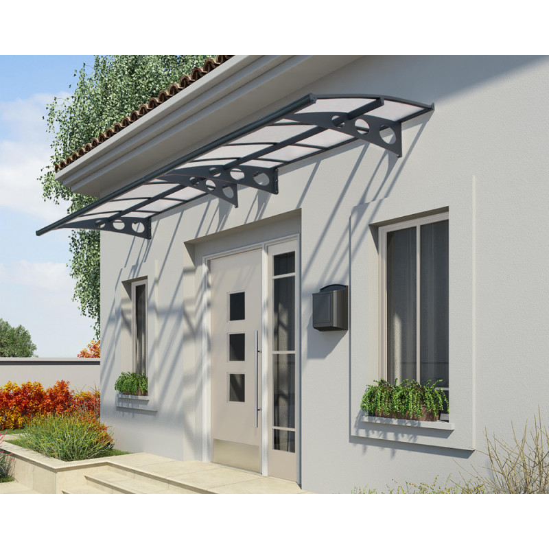 Marquise de porte Herald gris foncé 450 x 140 cm CANOPIA