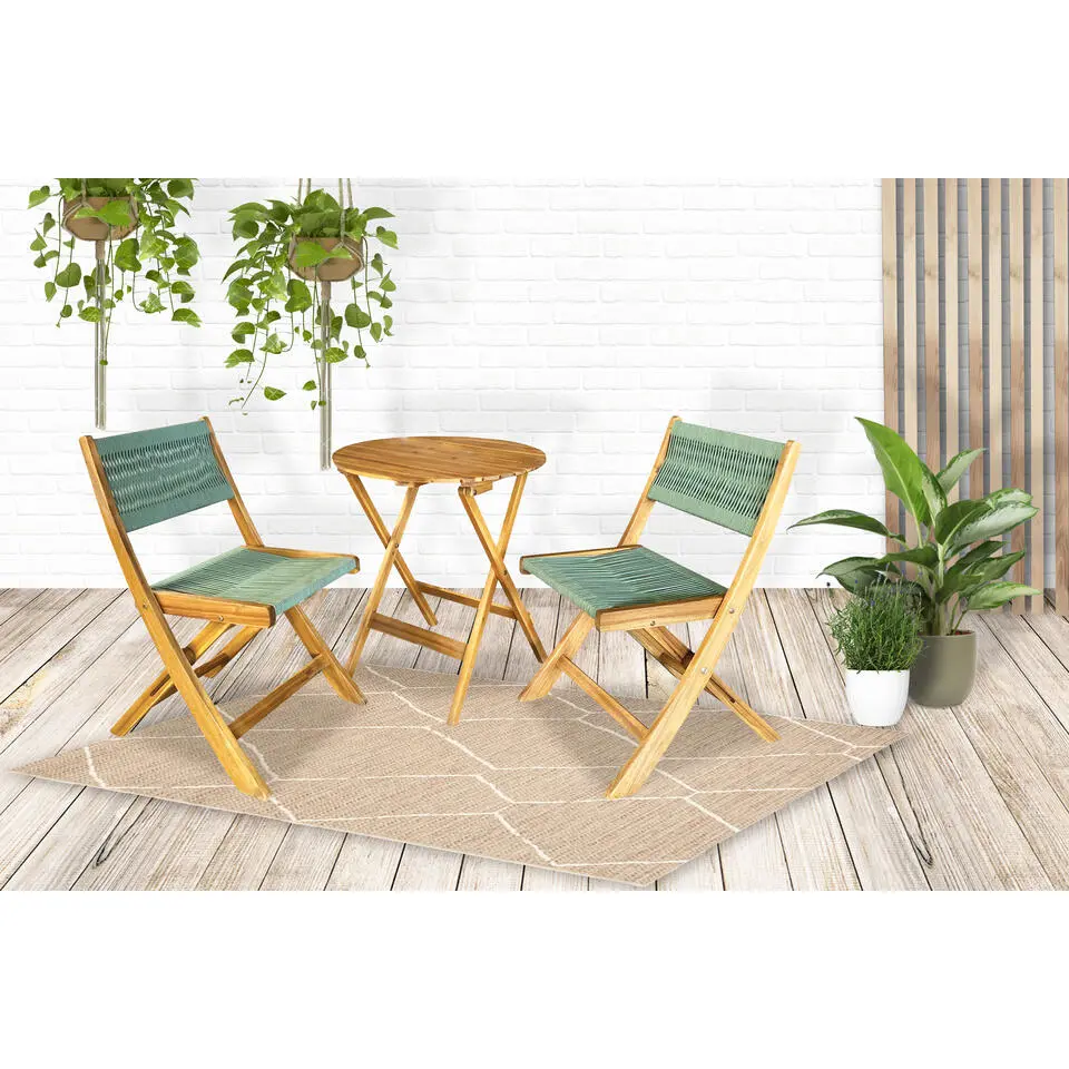 Sens-Line - Lanzarote Bistro Set - Hout - Groen
