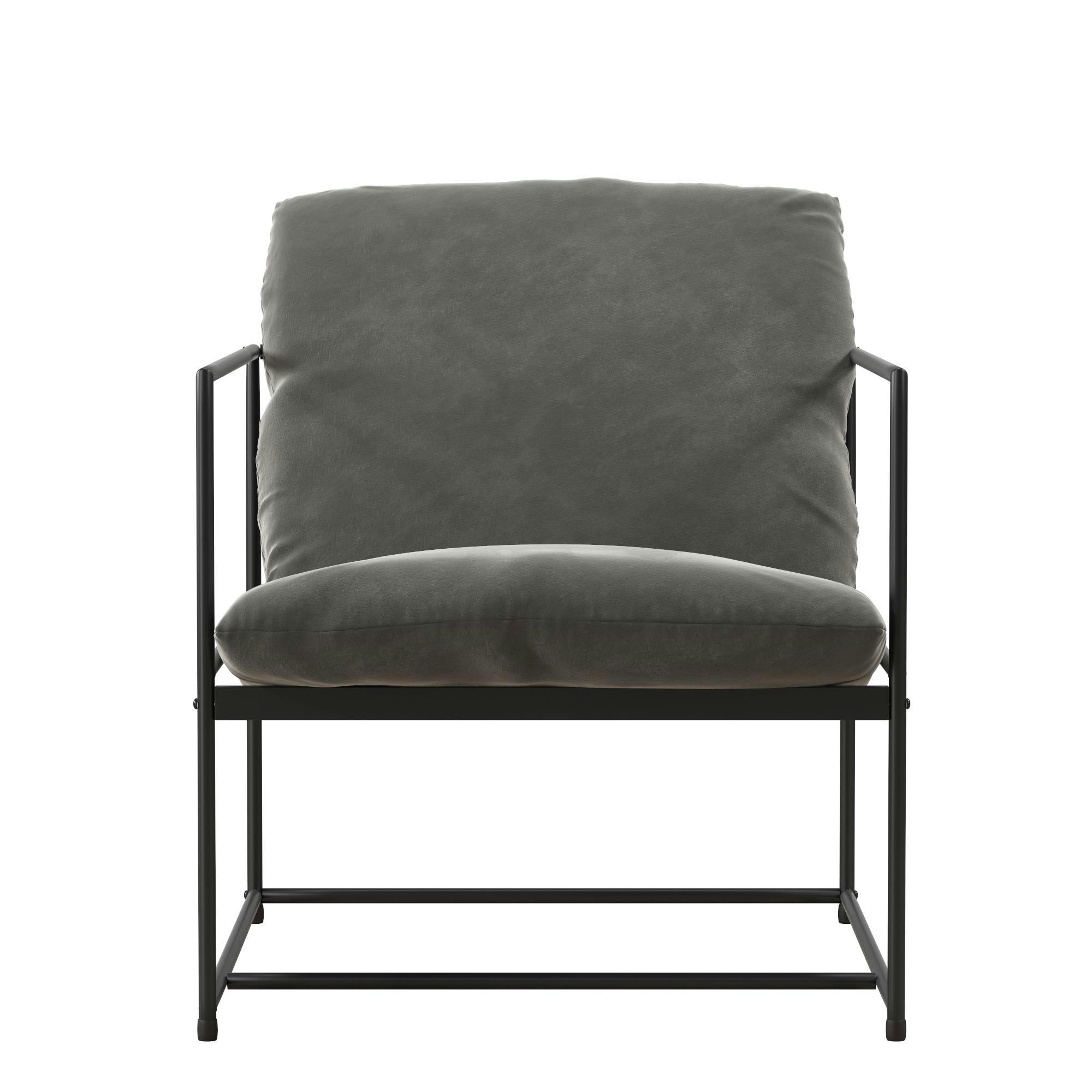 BENJAMIN - Fauteuil moderne en velours gris