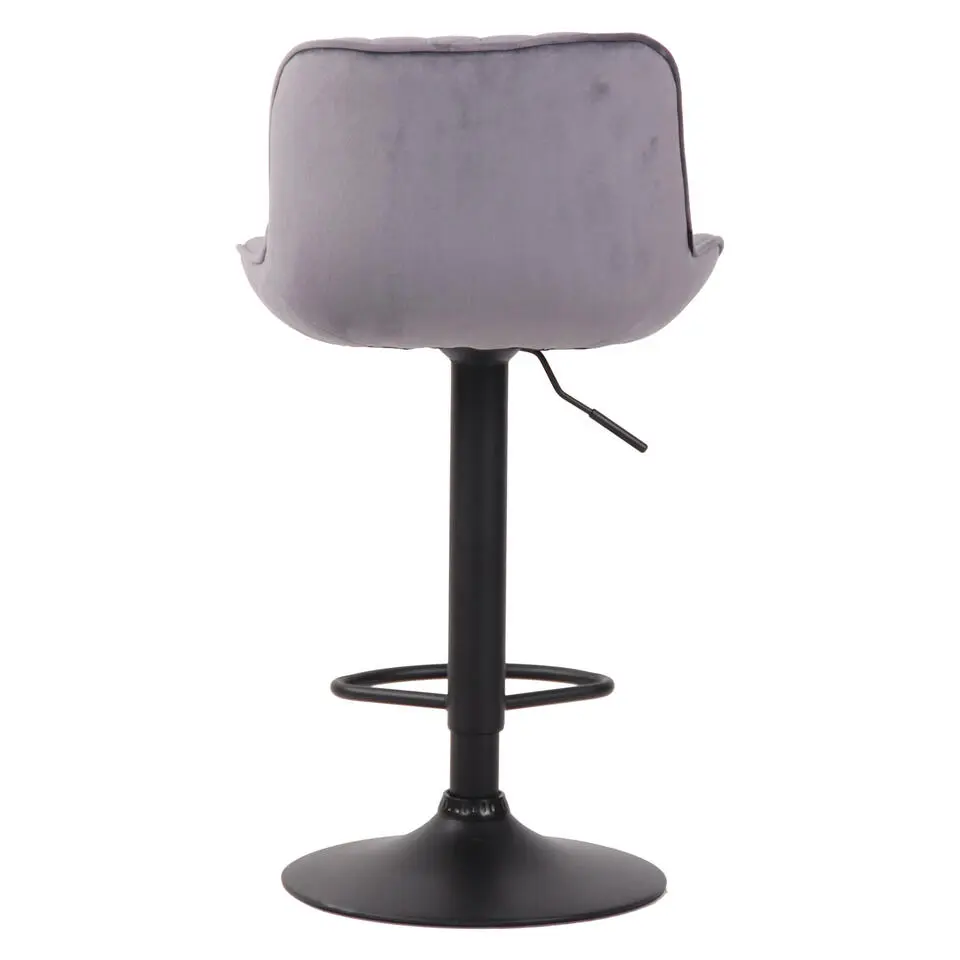 CLP Barkruk Lentini zwart Frame - Fluweel - donkergrijs