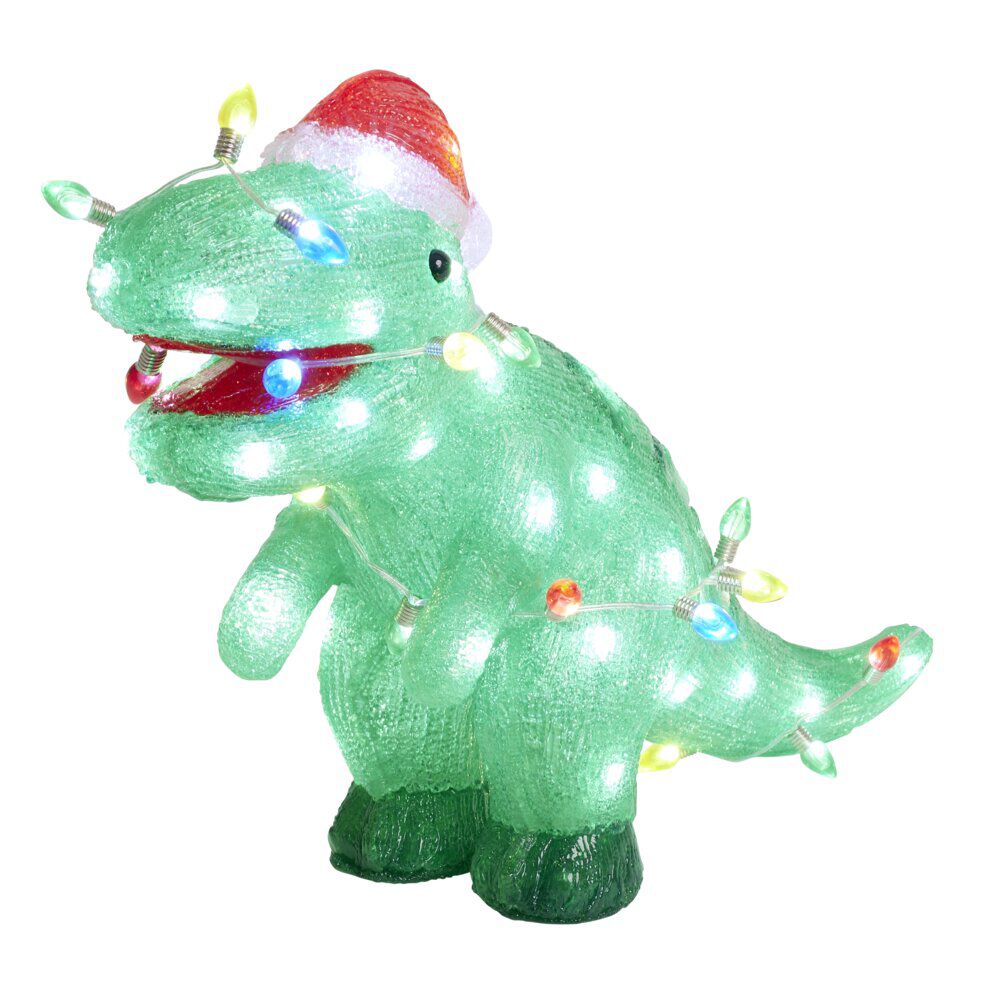 Décoration de No&euml;l extérieure lumineuse dinosaure LED blanc froid 56x22xH35cm