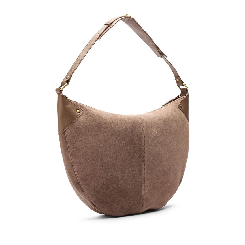 Manfield Bruine suède schoudertas