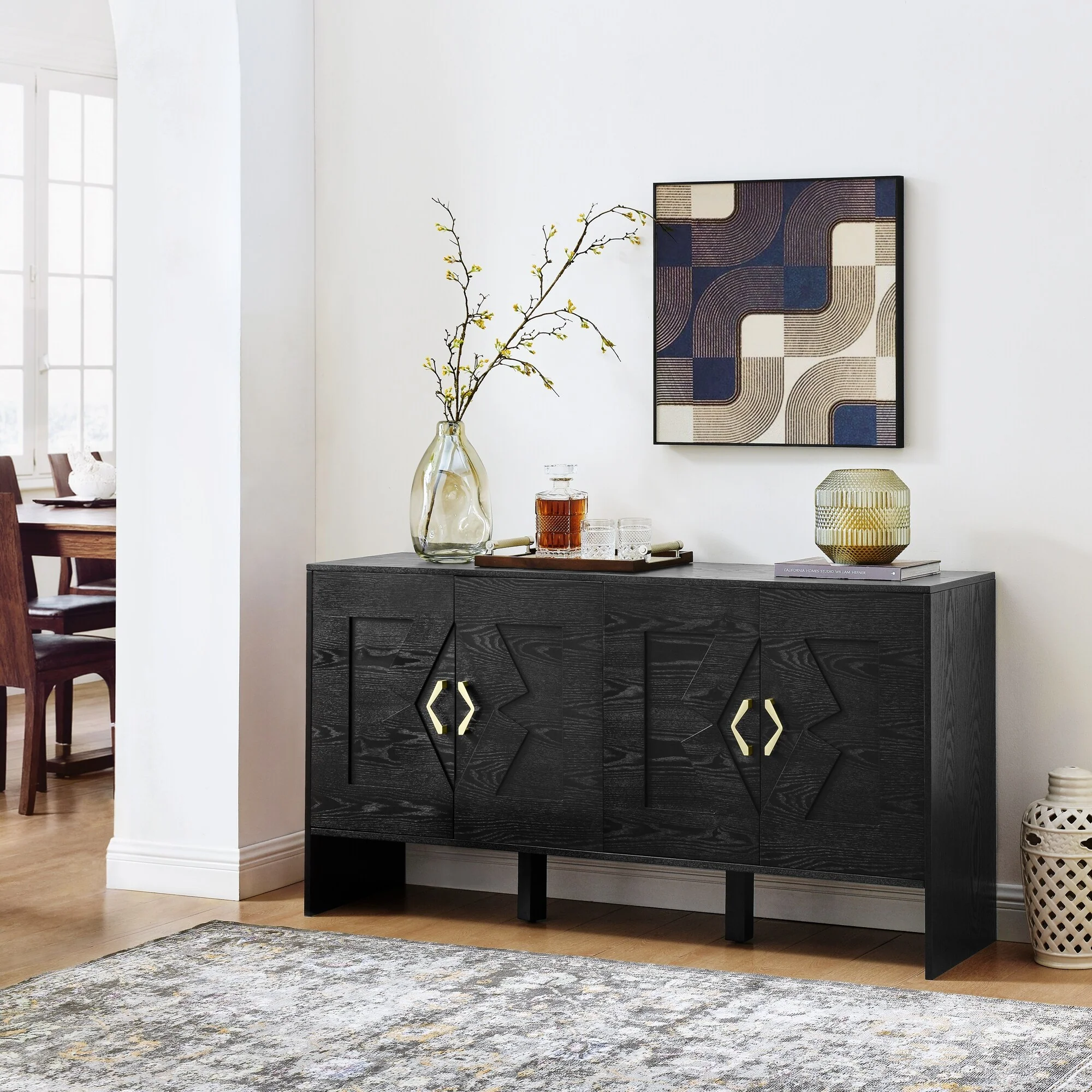 sideboard with 4 doors and sturdy legs