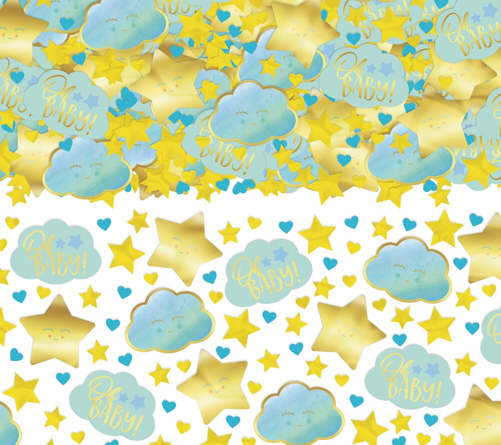 Blue & Metallic Gold Oh Baby Confetti