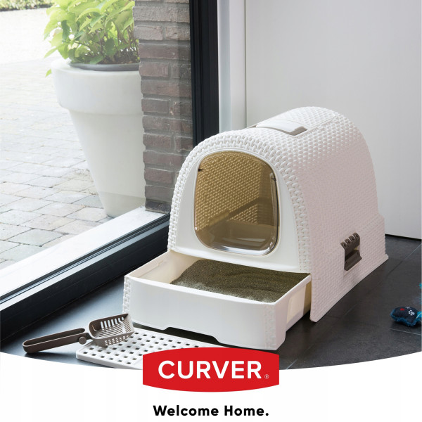 Curver Zestaw Kuweta   Transporter Dla Kota Kremowy