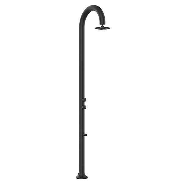 Douche noire en aluminium avec minuterie lavage pieds double entree eau