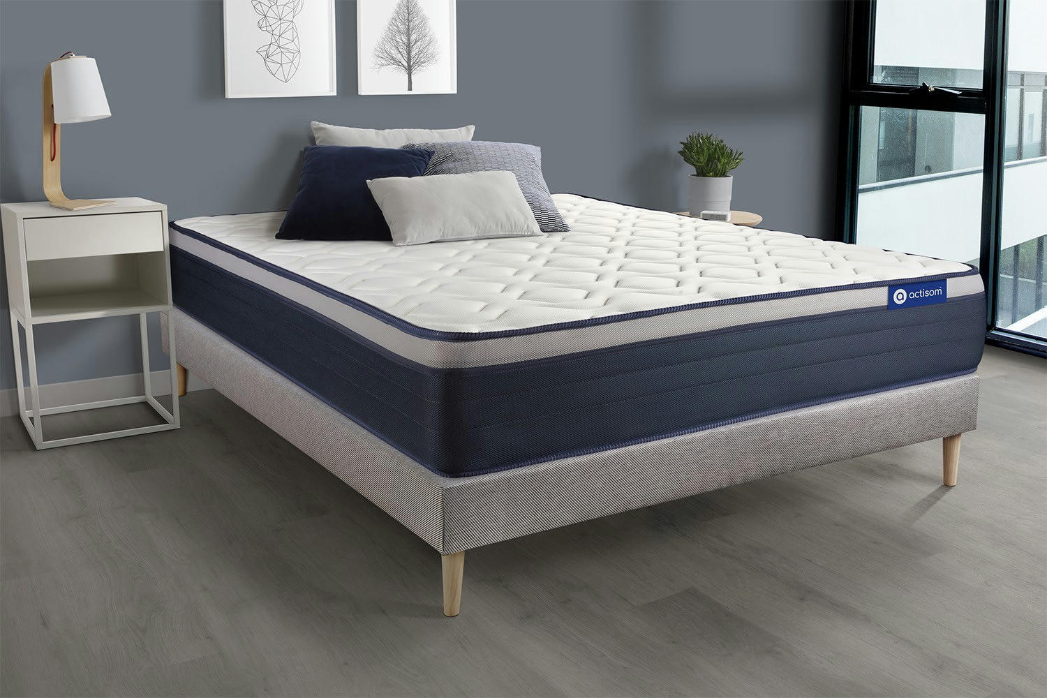 ACTIFLEX MAX - Ensemble 180x200 cm sommier kit gris