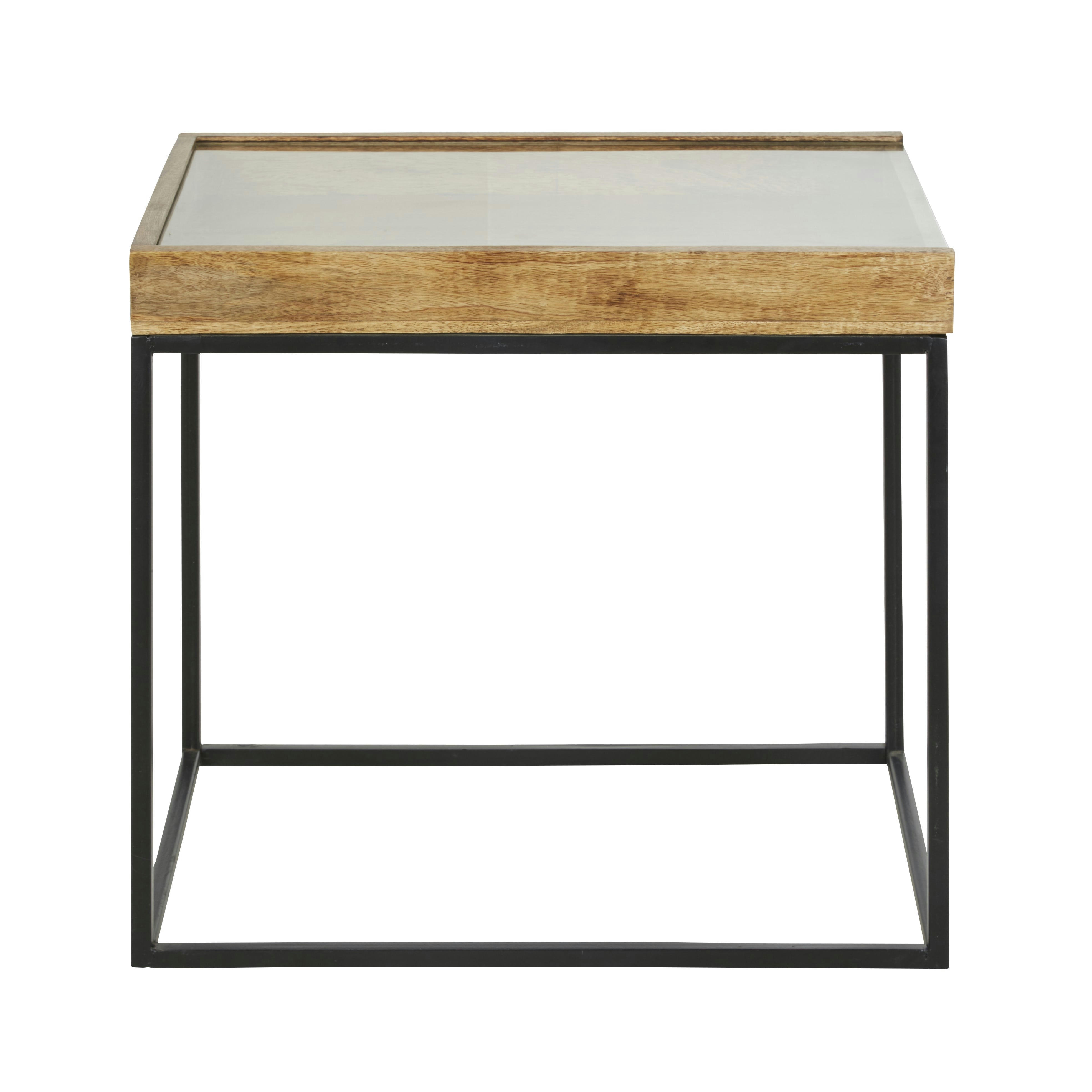 - Bout de canapé en bois de manguier marron et noir