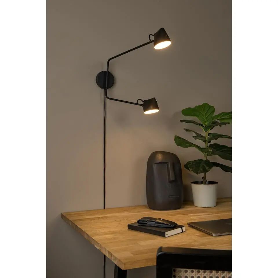 Lucide MILNE Wandlamp - Zwart