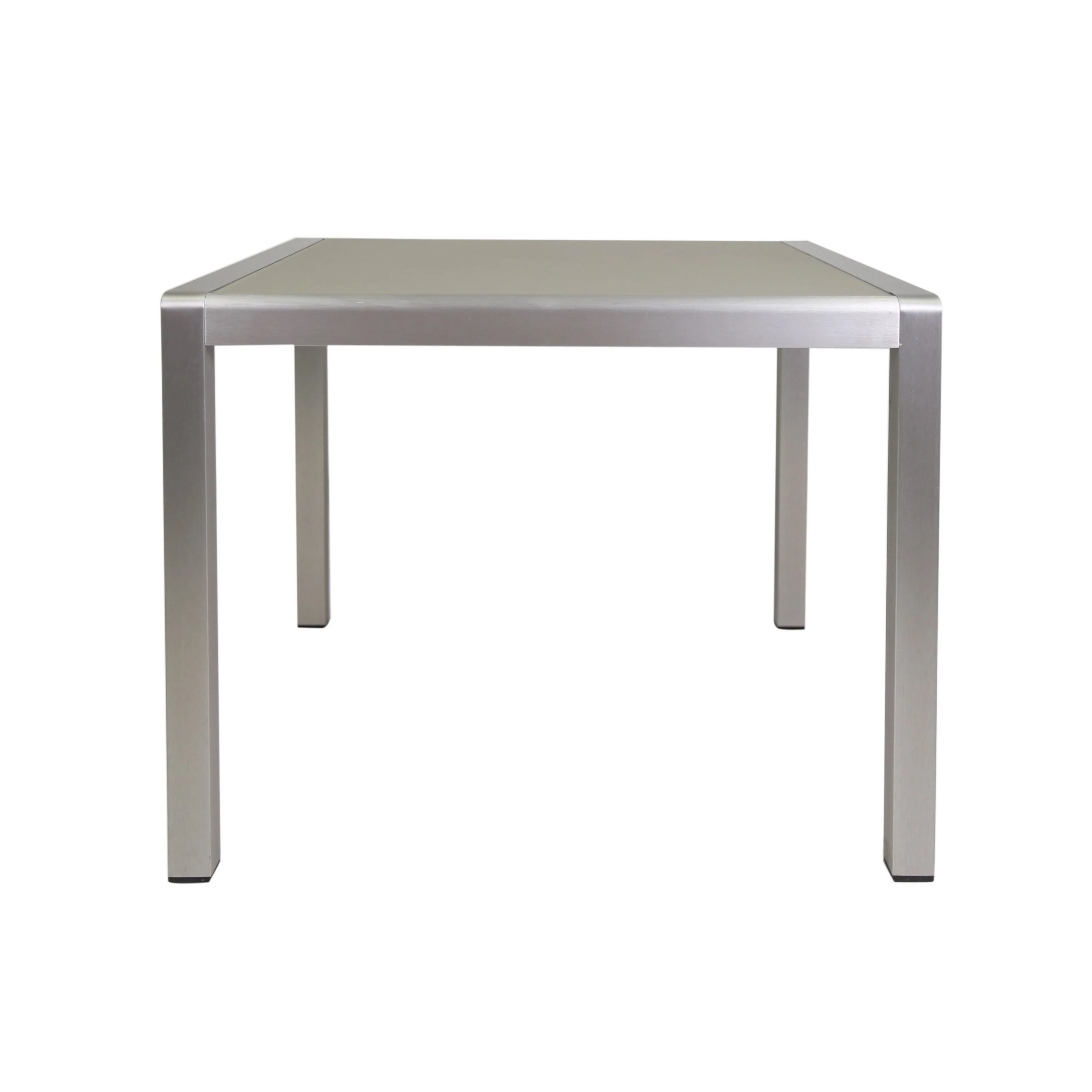 Kimi Outdoor Dining Table, Dark Gray Glass Top, Metal Frame, Square 35 Inch