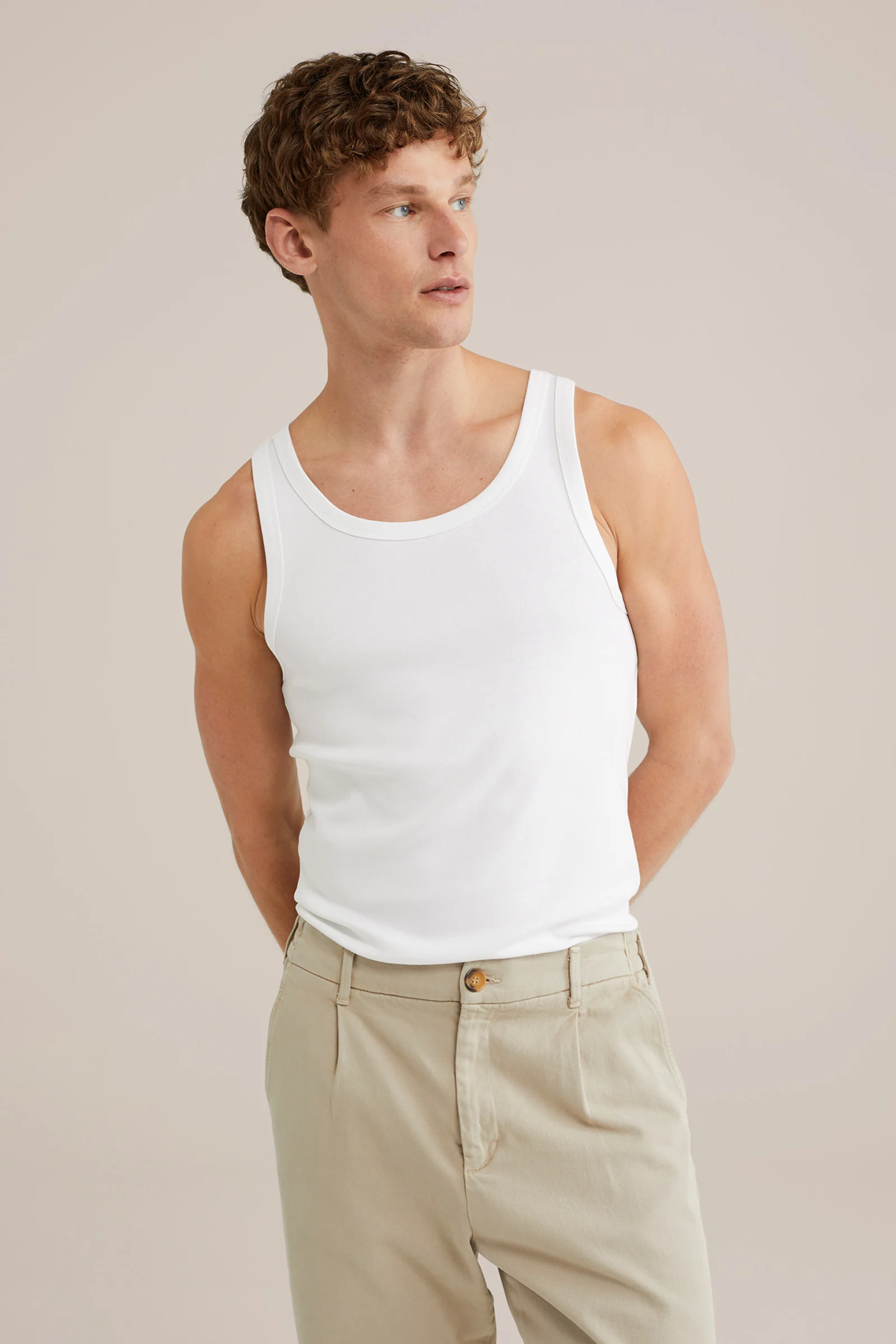 Heren Slim fit geribd singlet