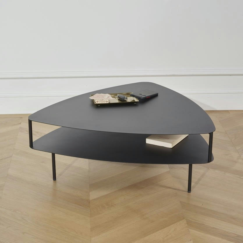 EAST SIDE - Table basse double plateau triangulaire métal
