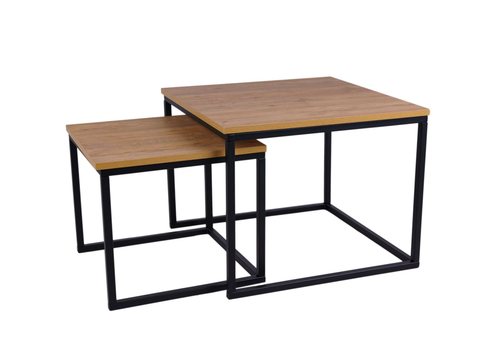 MaximaVida vierkante salontafel set Kiev XL 60 cm - rustiek eikenhout fineer