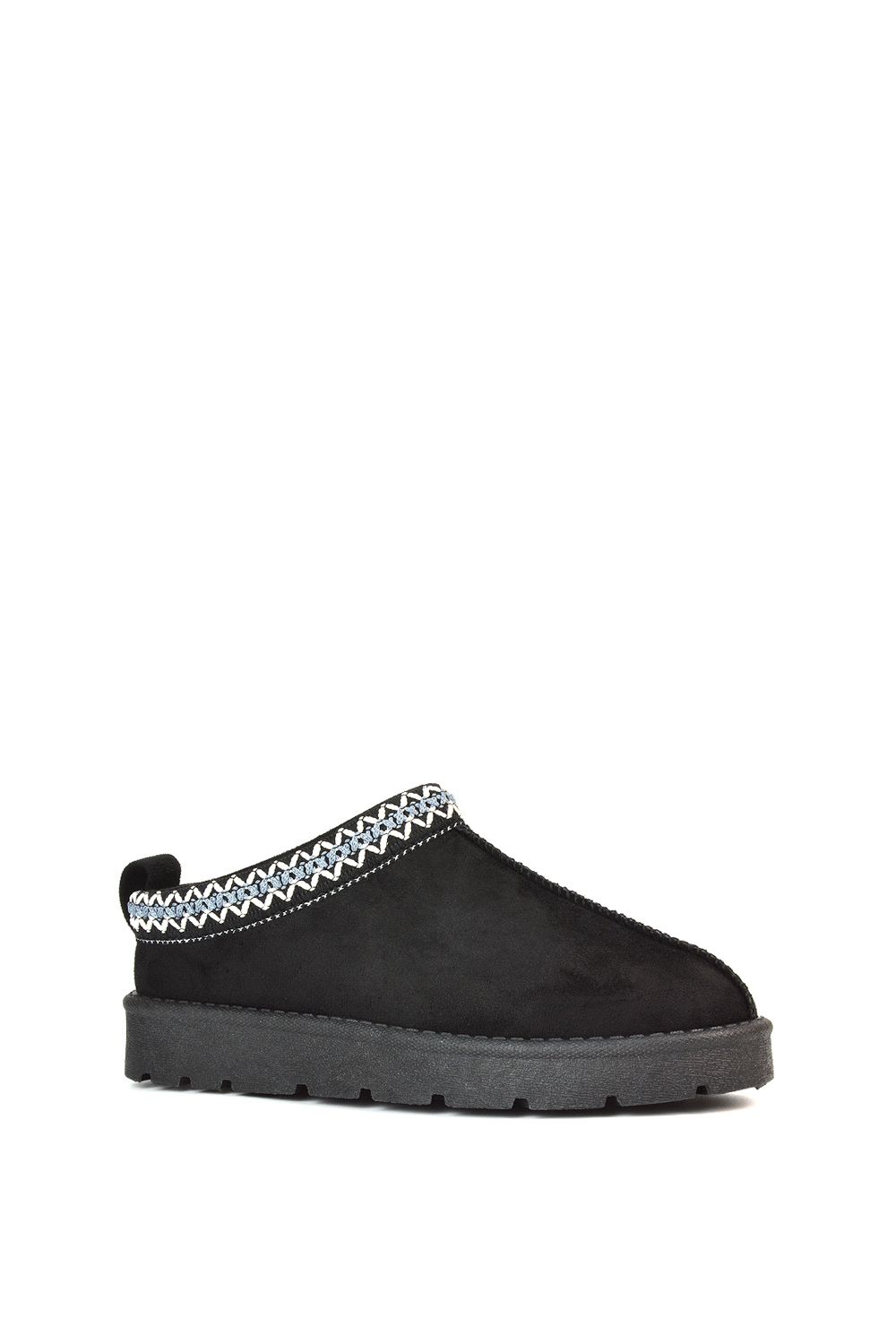 XY London Vicky' Flat Aztec Ultra Mini Boots Slip On Slippers With No Faux Fur Lining