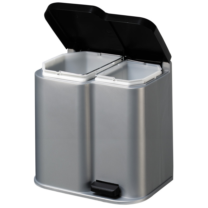 Poubelle à pédale Duo argentée 15 L   6 L CURVER