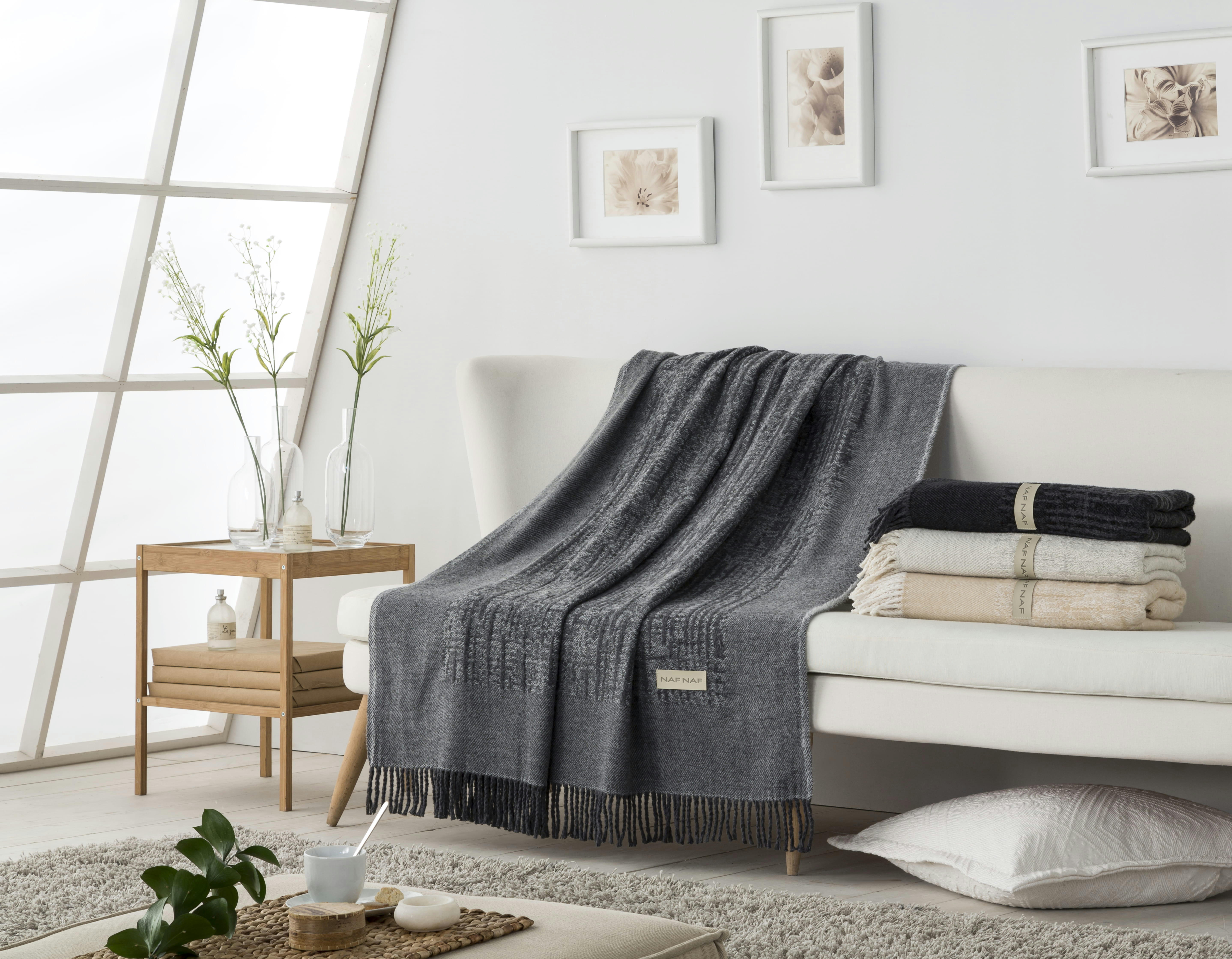 LAY - Plaid en coton beige 130x170