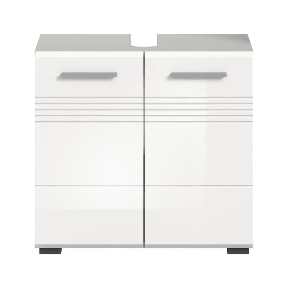 Hioshop Copa wastafel 2 deuren wit hoogglans- lichtgrijs