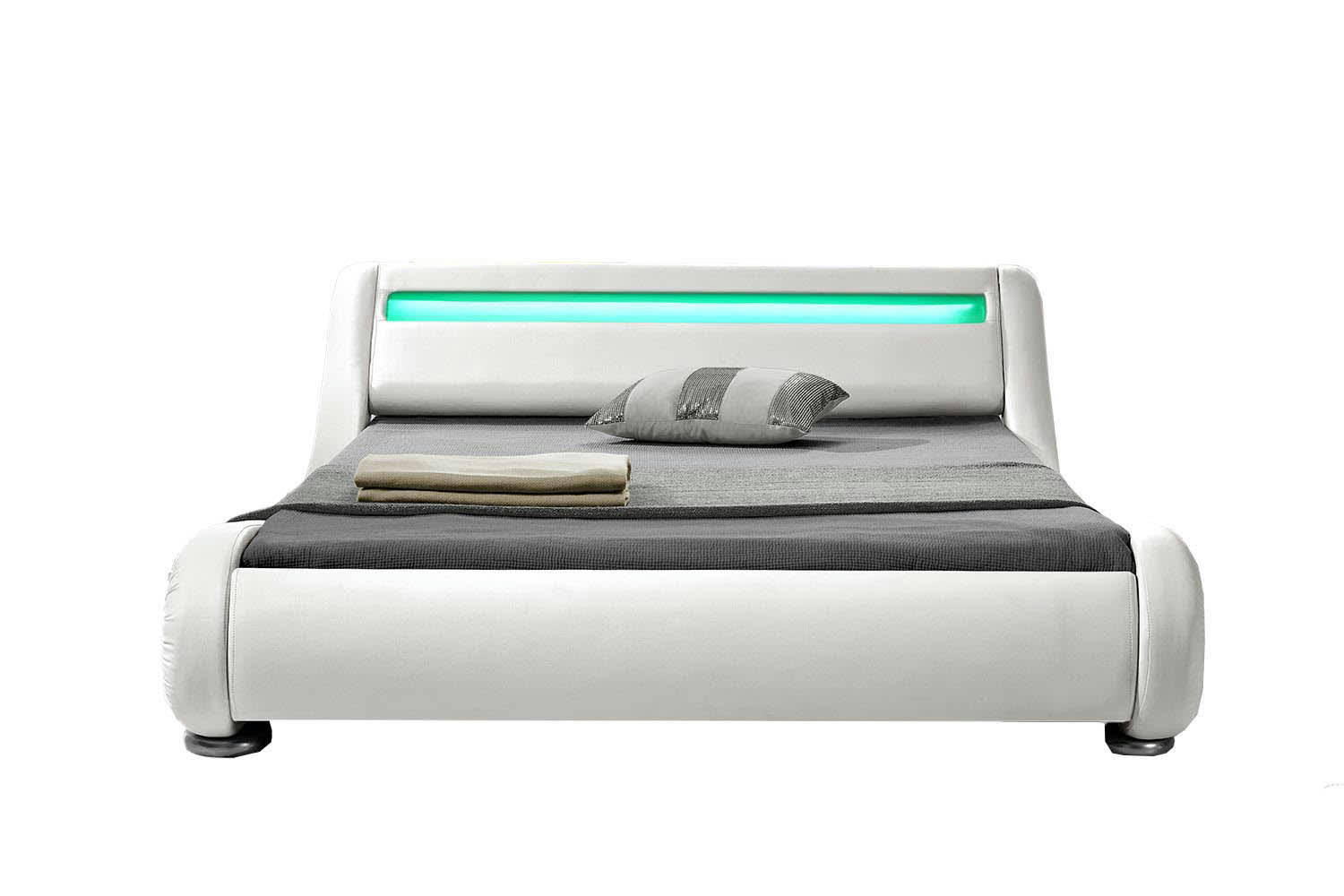 SEATTLE - Structure de lit avec LED 160 x 200 cm en PU blanc