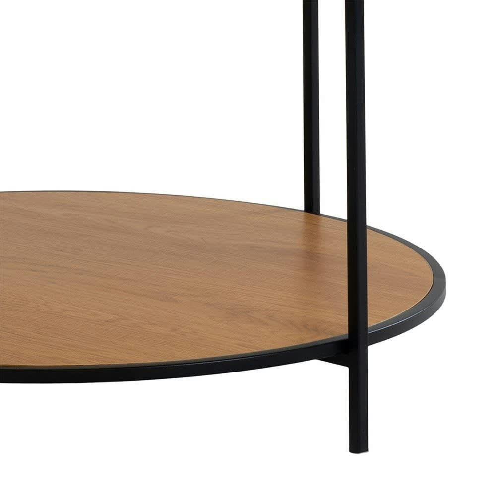 VITA - Table basse ronde en bois et métal D80cm bois clair