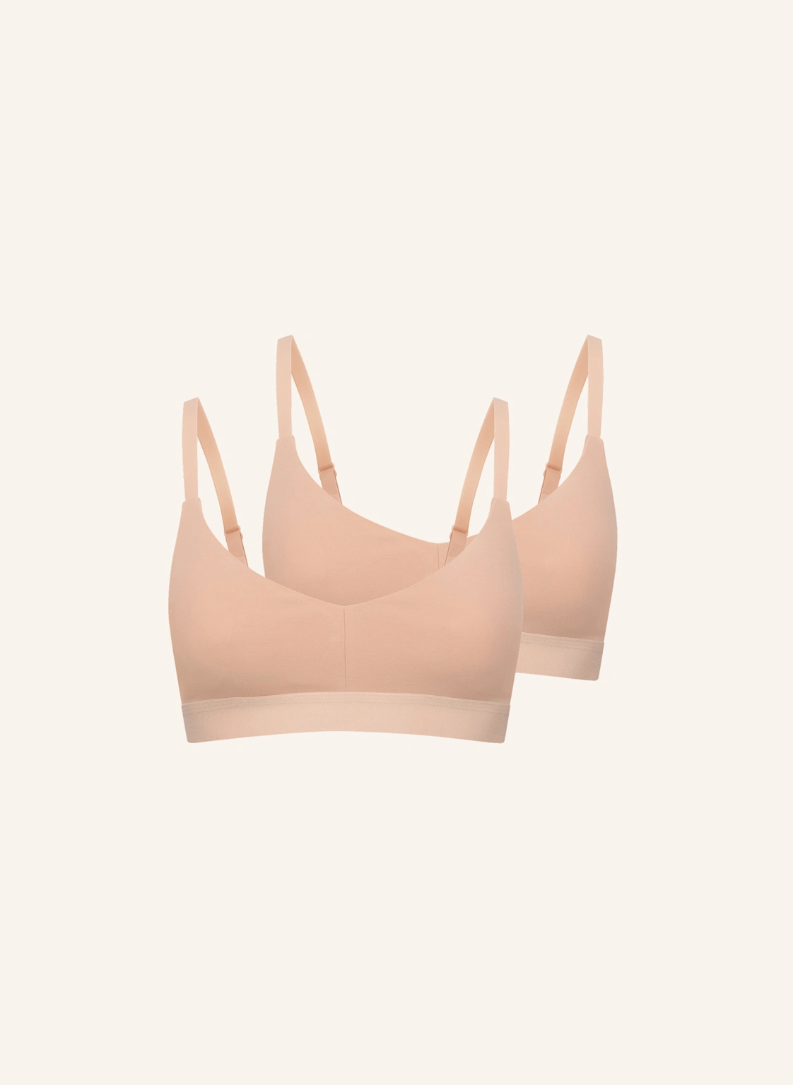 erlich textil 2er Pack Casual Cotton Bralette mit herausnehmbaren Pads bügellos mit Baumwolle (aus kontrolliert biologischem Anbau) - verstellbare Träger