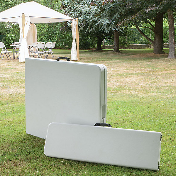 Banc pliant extérieur Chanibeau (183x28x44 cm - Blanc)