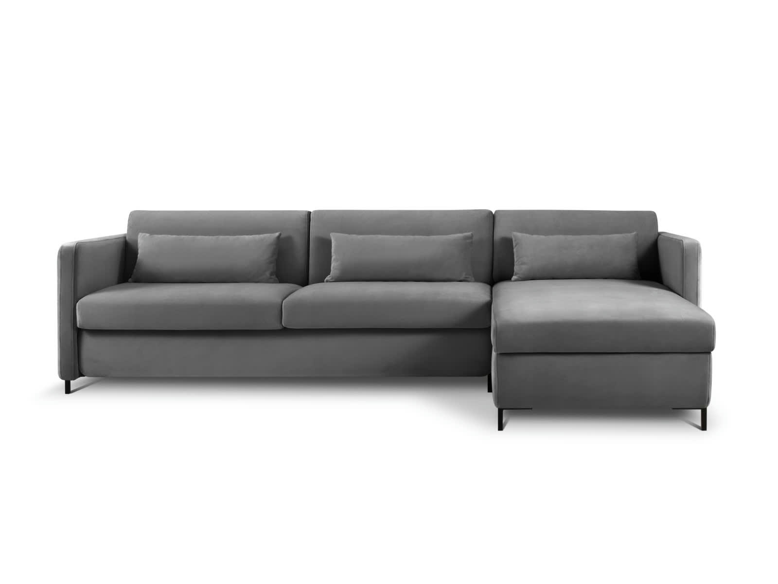 YANIS - Canapé D'Angle Droit Convertible 5 places en Velours Bleu Roi