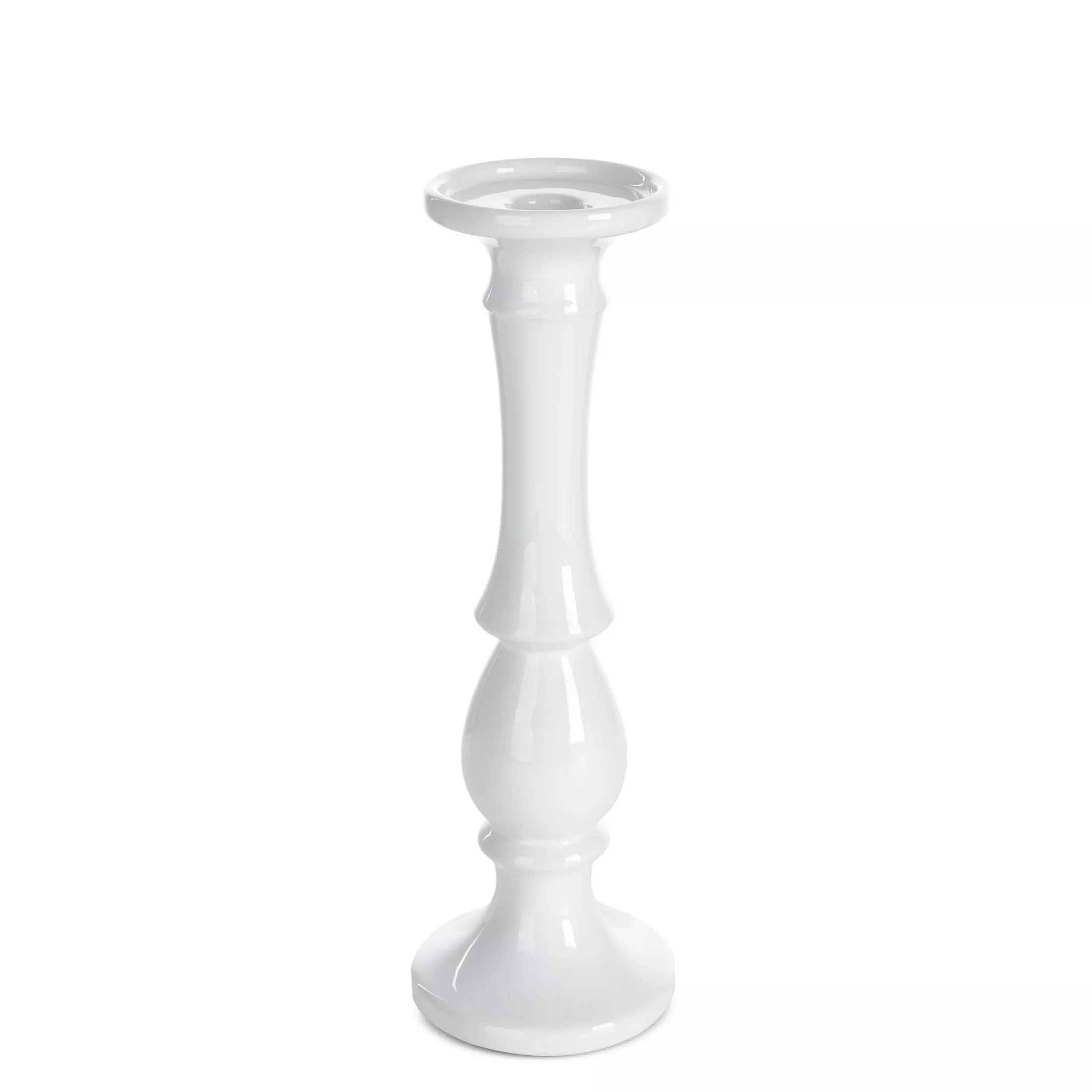 Świecznik ceramiczny dekoracyjny białyo prostym kształcie średnica 10x32 cm JOLY