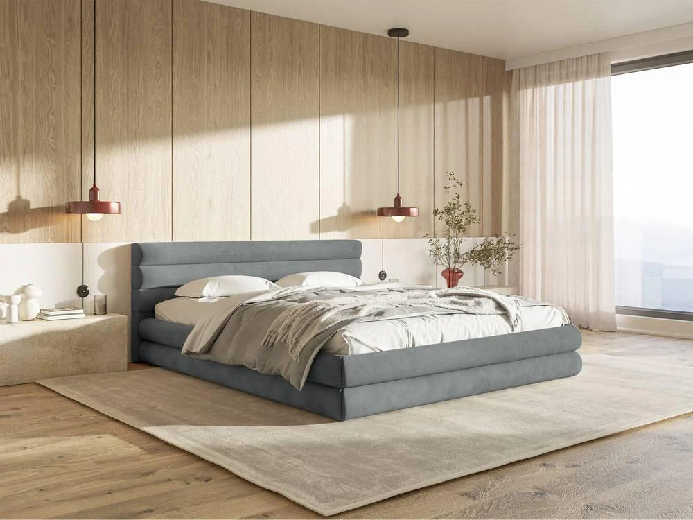 Gestoffeerd bed Alvaro chenille 160 x 200 met beddengoedcontainer