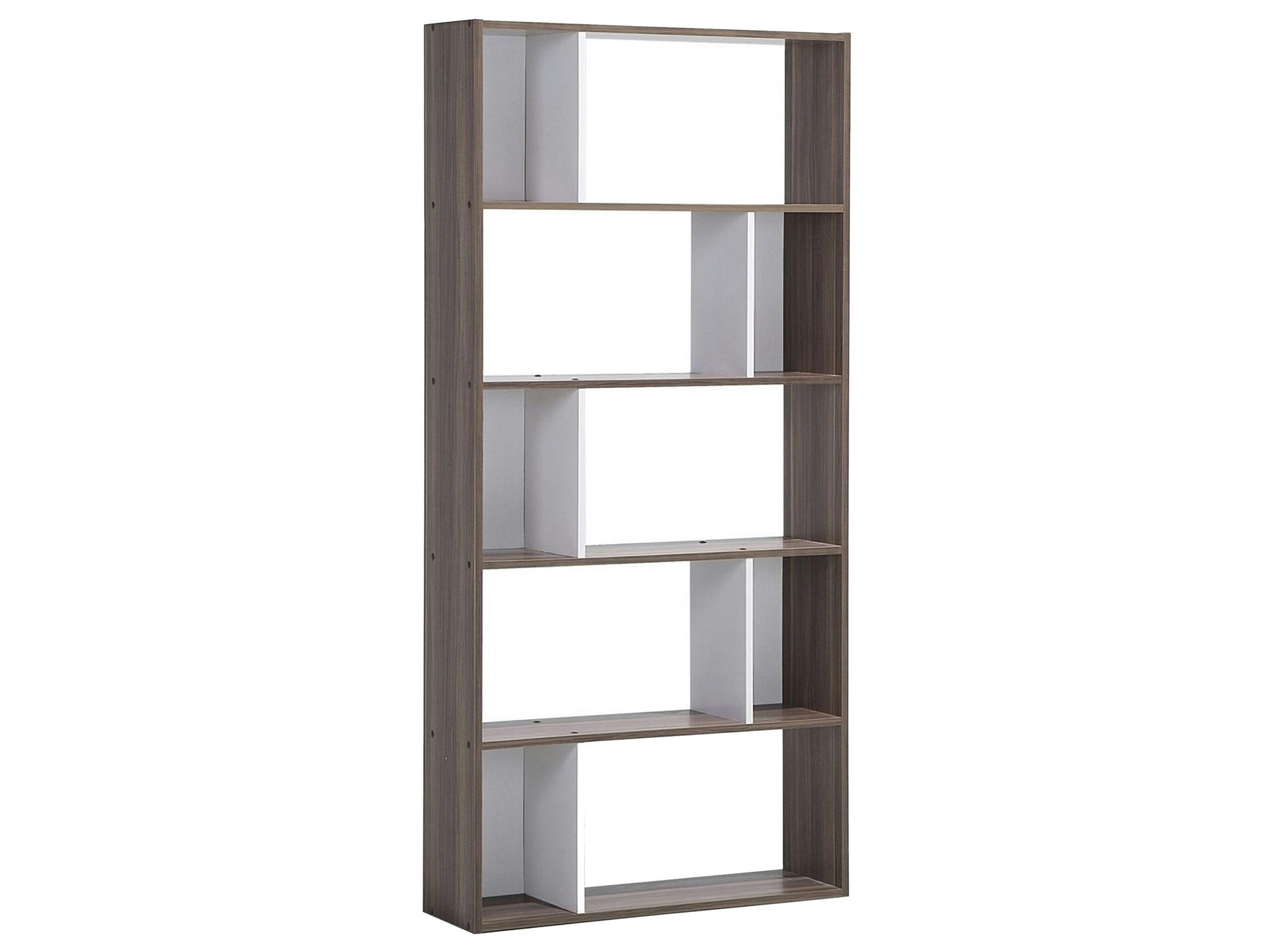 ORILLA - Bibliothèque à 5 étages effet bois foncé blanc