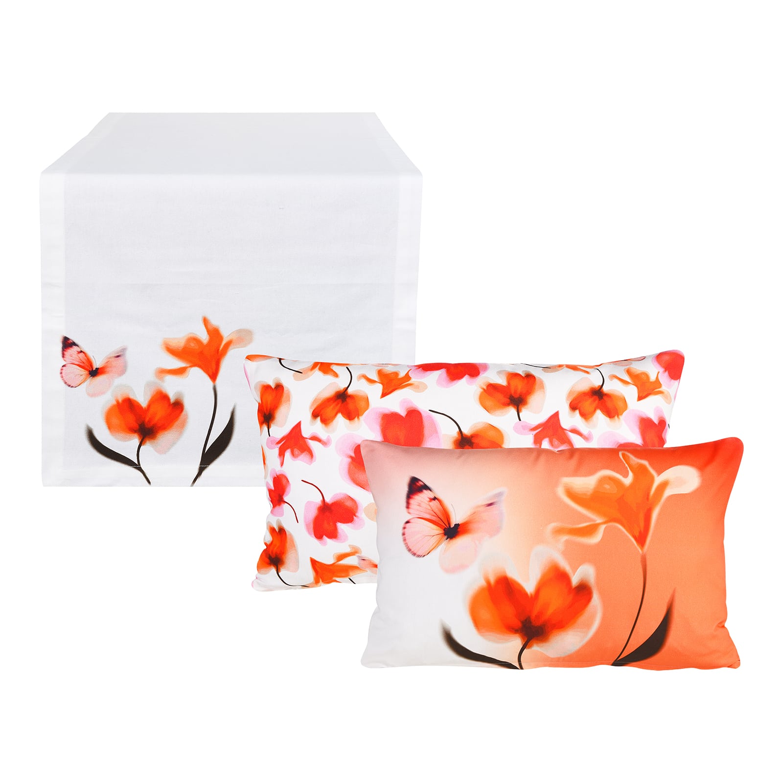 Tischläufer Ivy mit Kissenhüllen Orange, 3 -tlg.