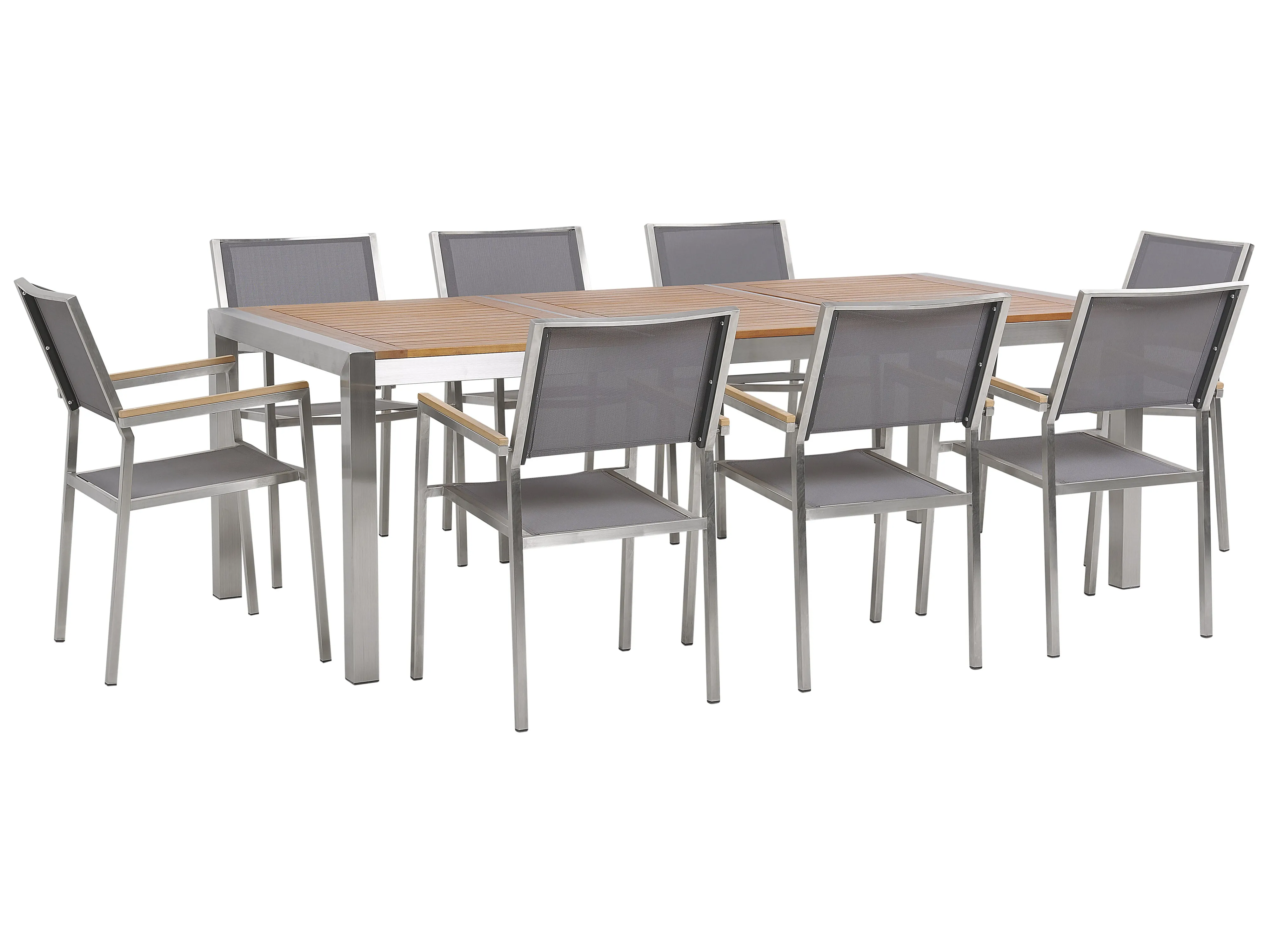 Garden Dining Set 6 Seater GROSSETO Eucalyptus Wood Brown/ Grey