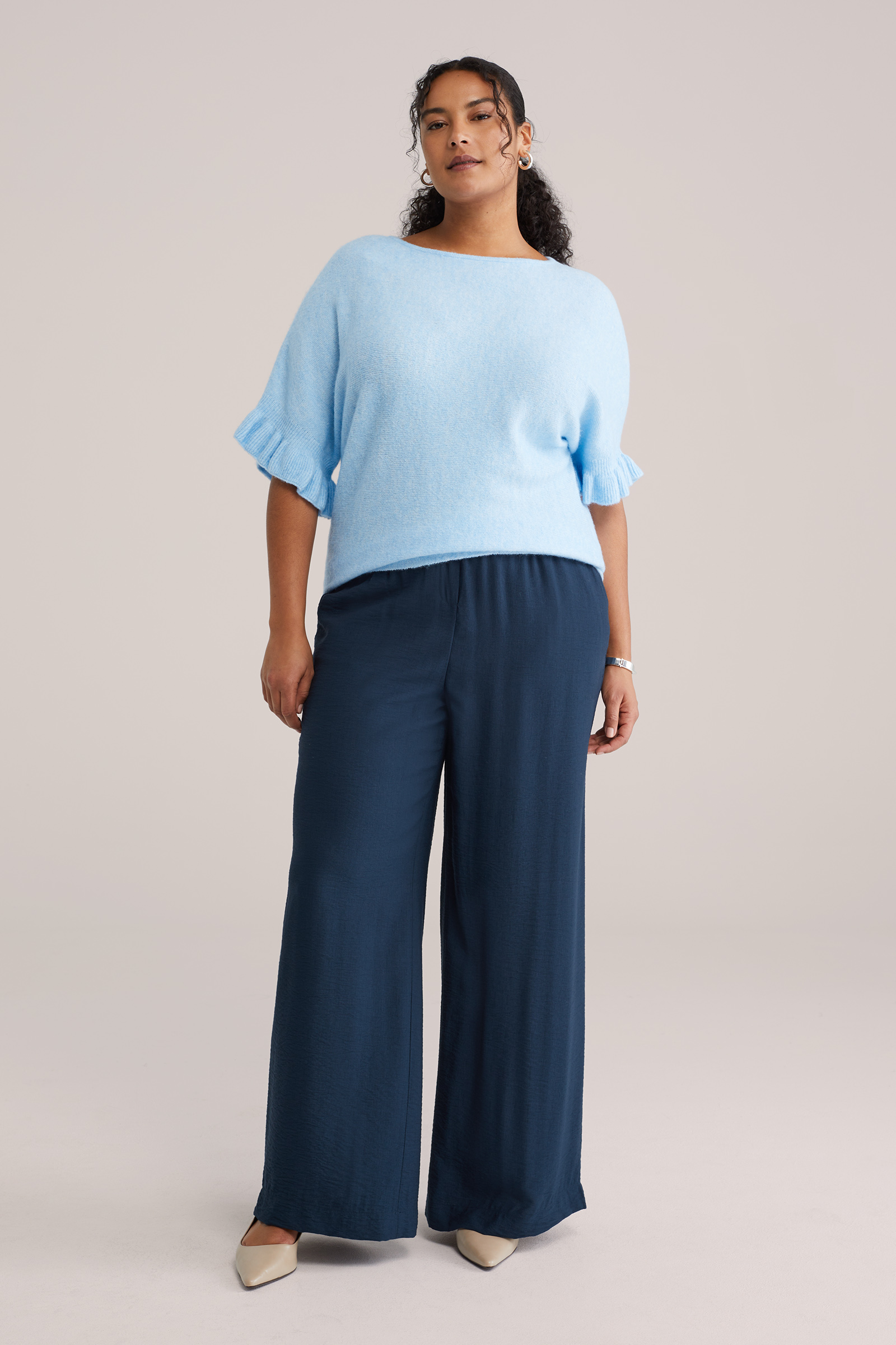 Dames gebreide trui met ruches - Curve