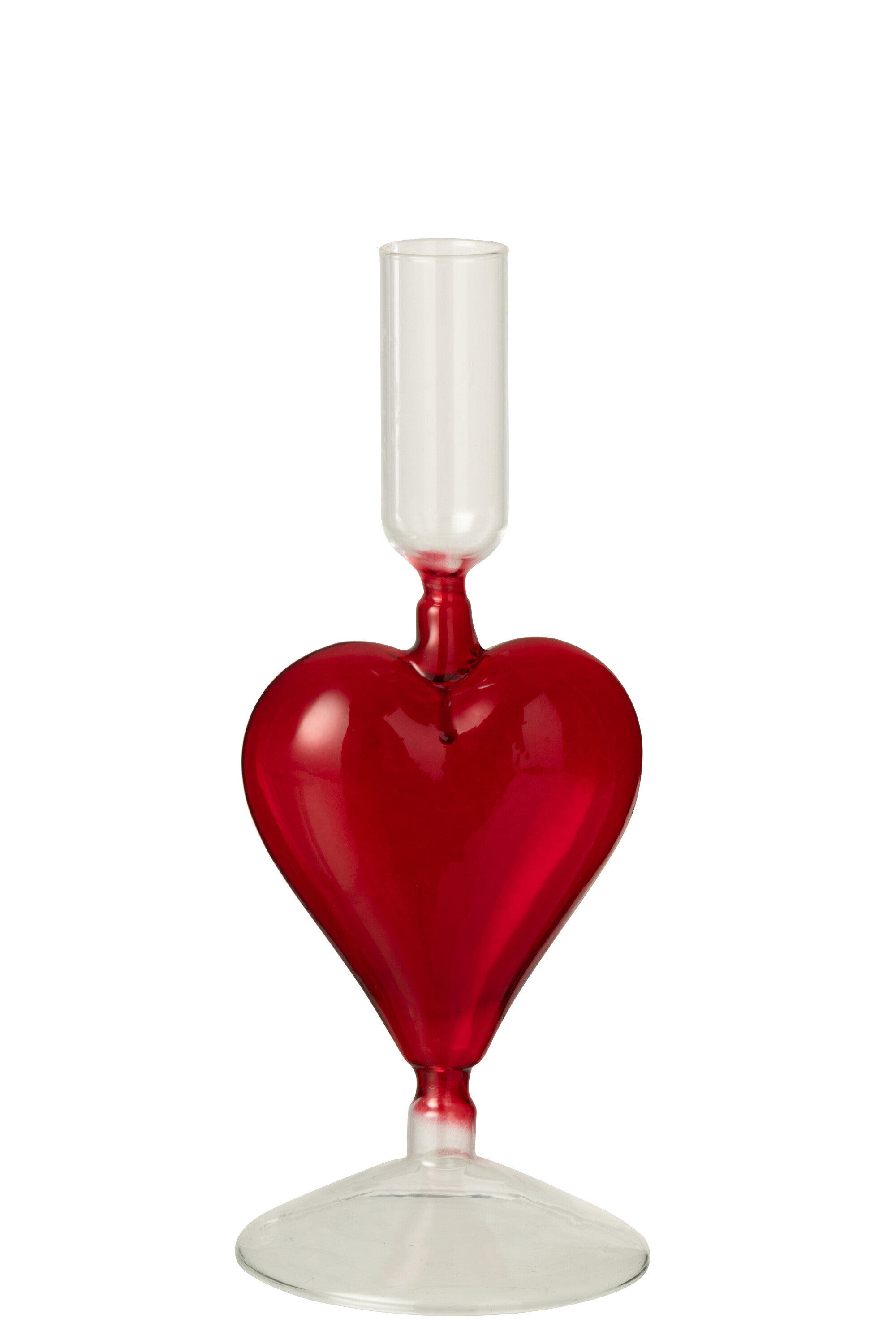 J-Line kaarshouder Hart - glas - transparant/rood