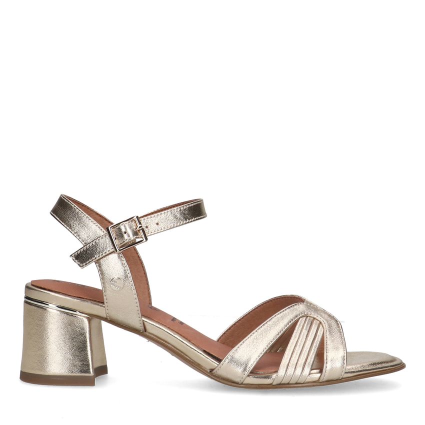 No Stress Gouden leren sandalen met hak