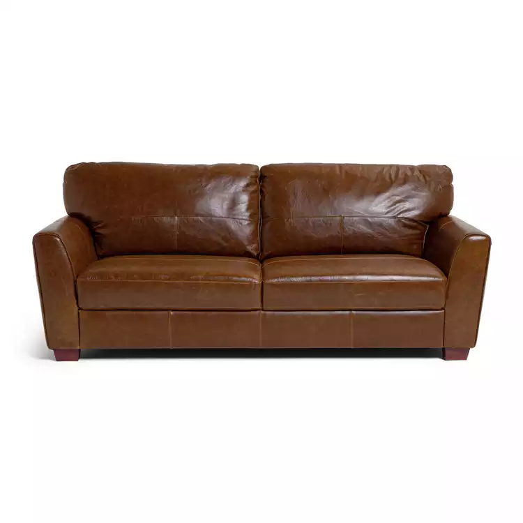 Habitat Milford Leather 4 Seater Sofa - Tan