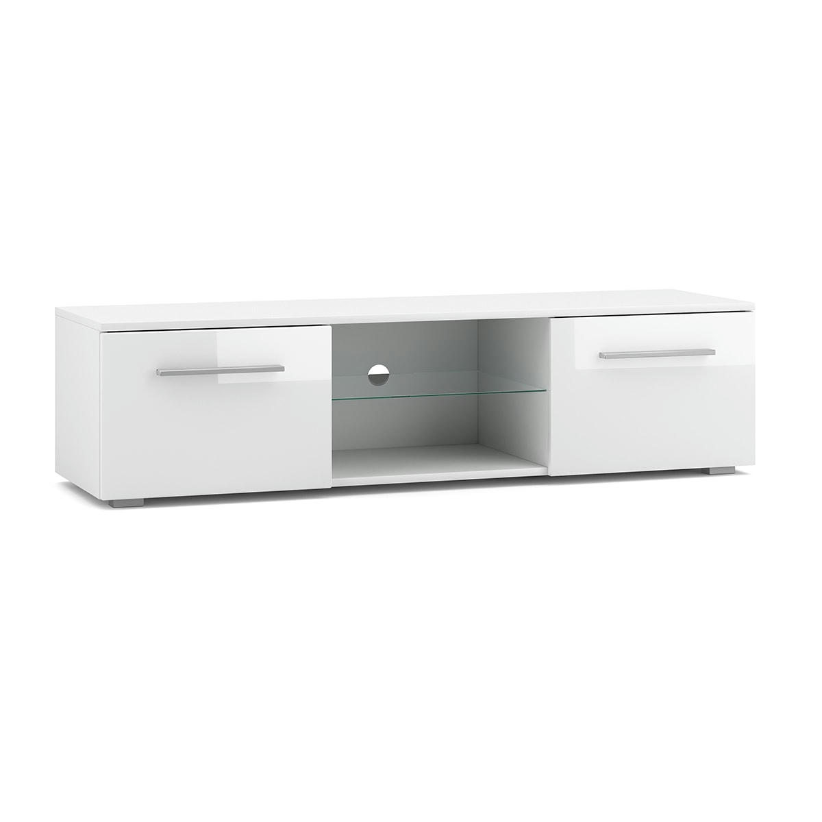 - Meuble tv 2 portes 140 cm avec led blanc