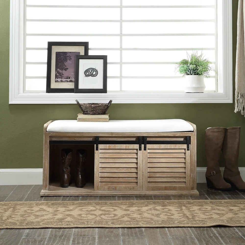 Matlock Natural 4-shelf Bench with 2 Sliding Doors