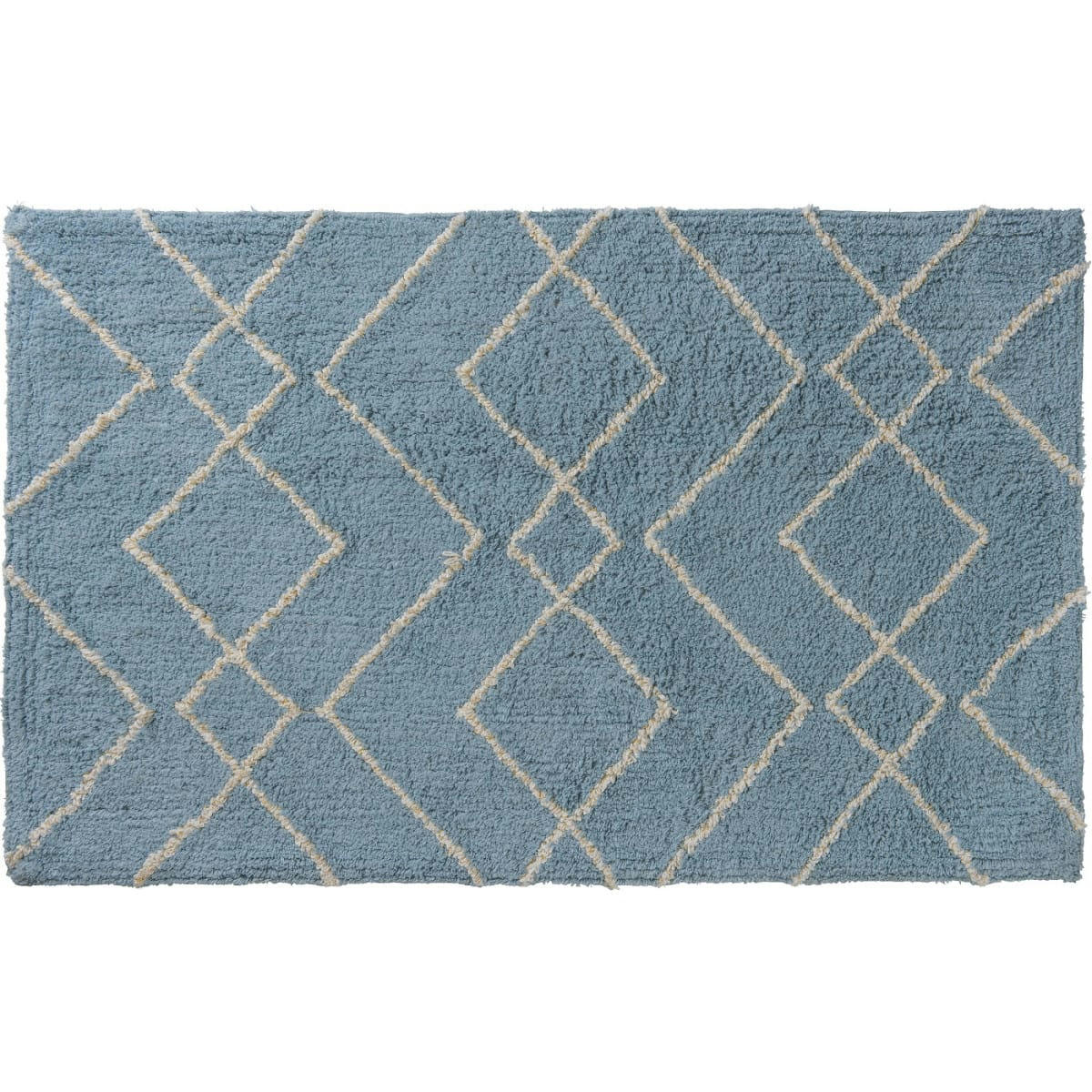 BOHEMIAN - Tapis de bain coton fantaisie bleu 50x80cm