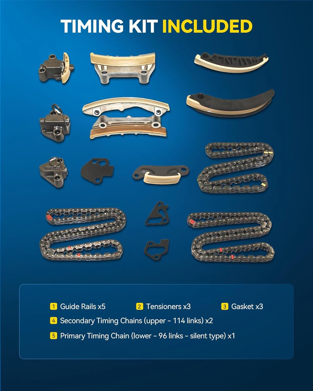 PHILTOP Timing Chain Kit 3.6L 3.0L, Compatible with Chevy Traverse 2009-2022, Buick Enclave 2008-2021, GMC Acadia 2007-2016, Cadillac SRX/CTS 2007-2019, Malibu 2008-2012 (OE# 9-0753SX)