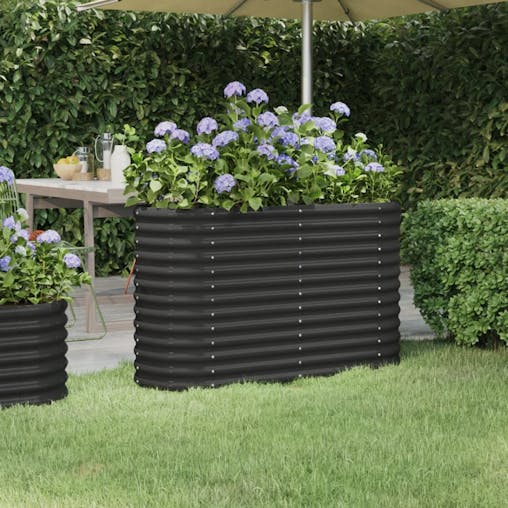 NNEVL Garden Planter Powder-coated Steel 114x40x68 cm Anthracite
