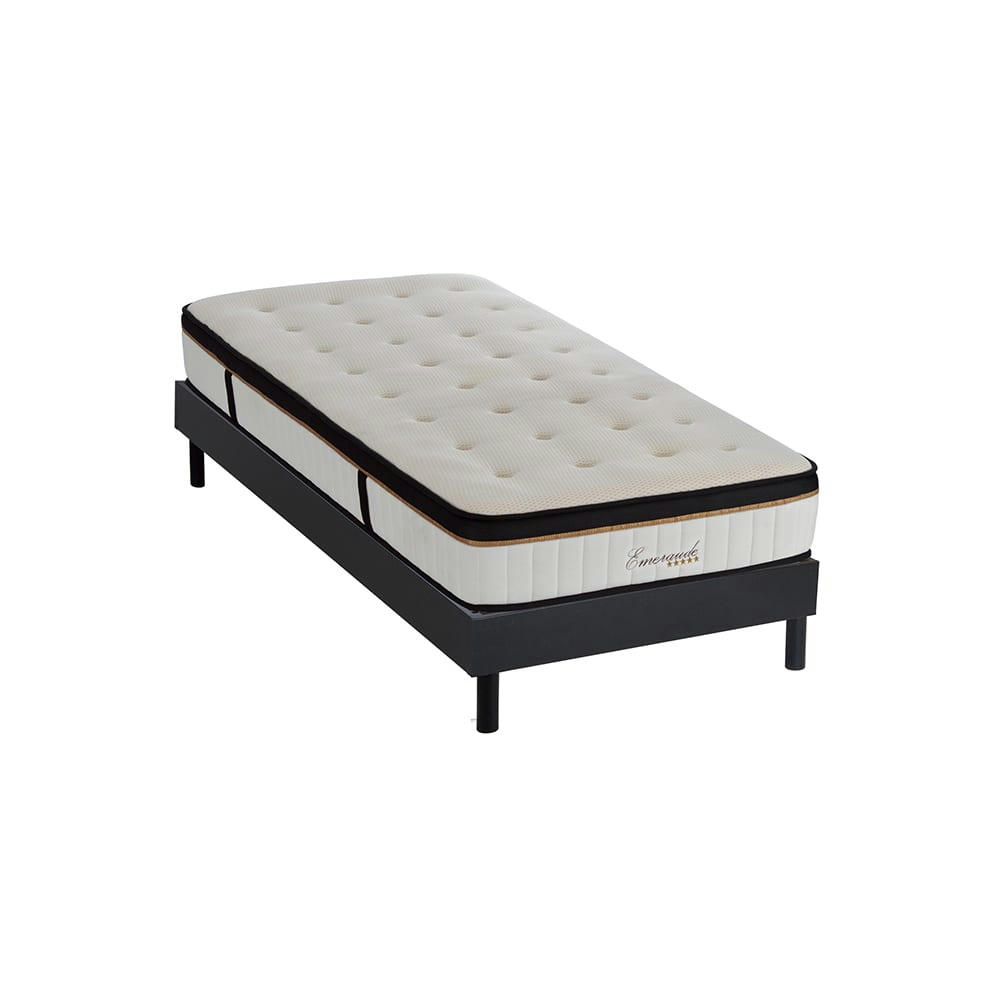 EMERAUDE - Ensemble matelas à Mémoire de forme et sommier noir 90x190