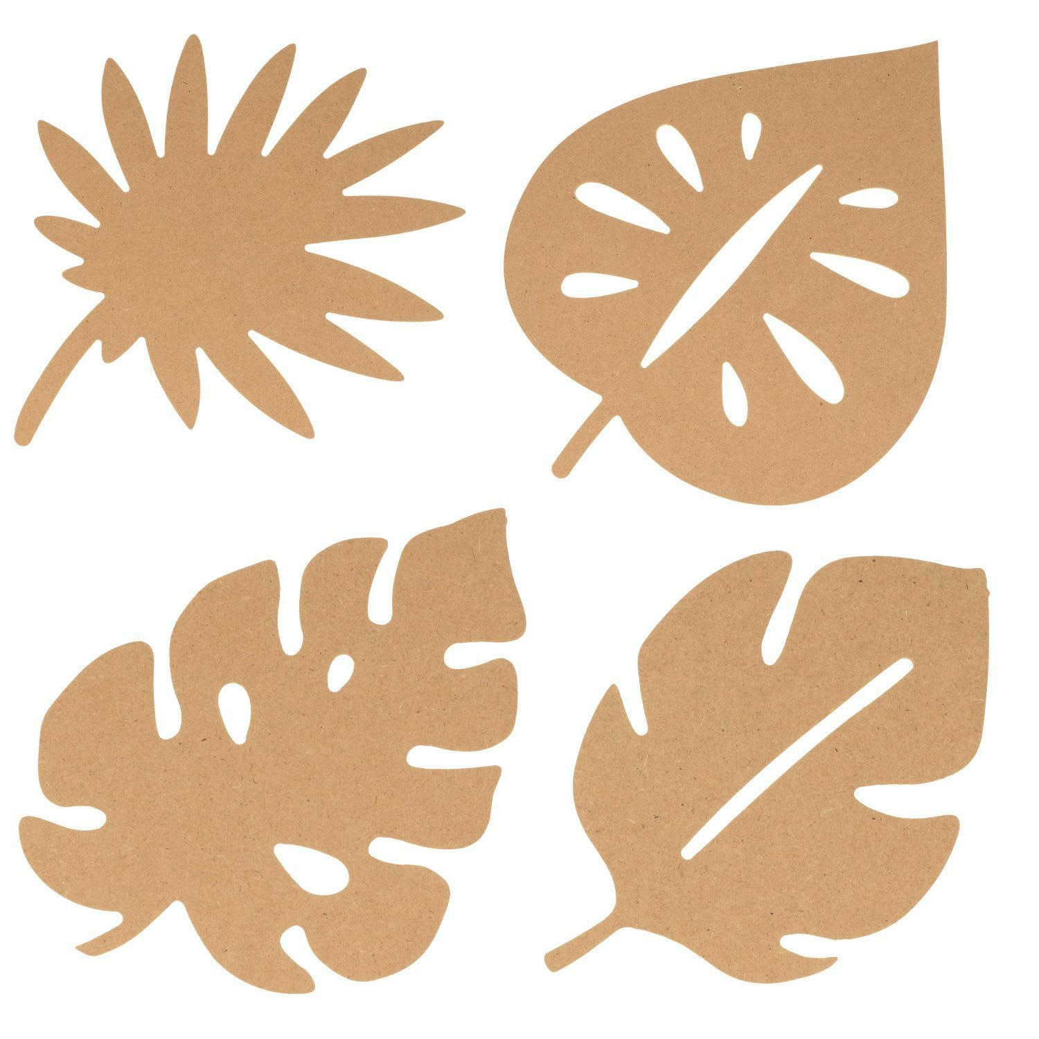 - 4 feuilles tropicales en bois 25cm