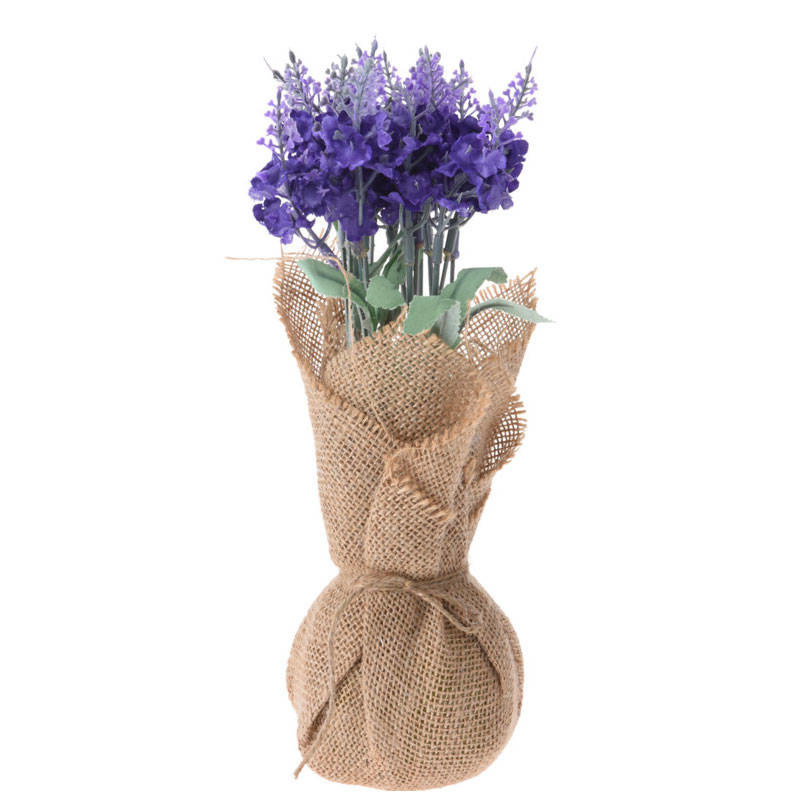 Sztuczne kwiaty w doniczce jutowej, 26 cm