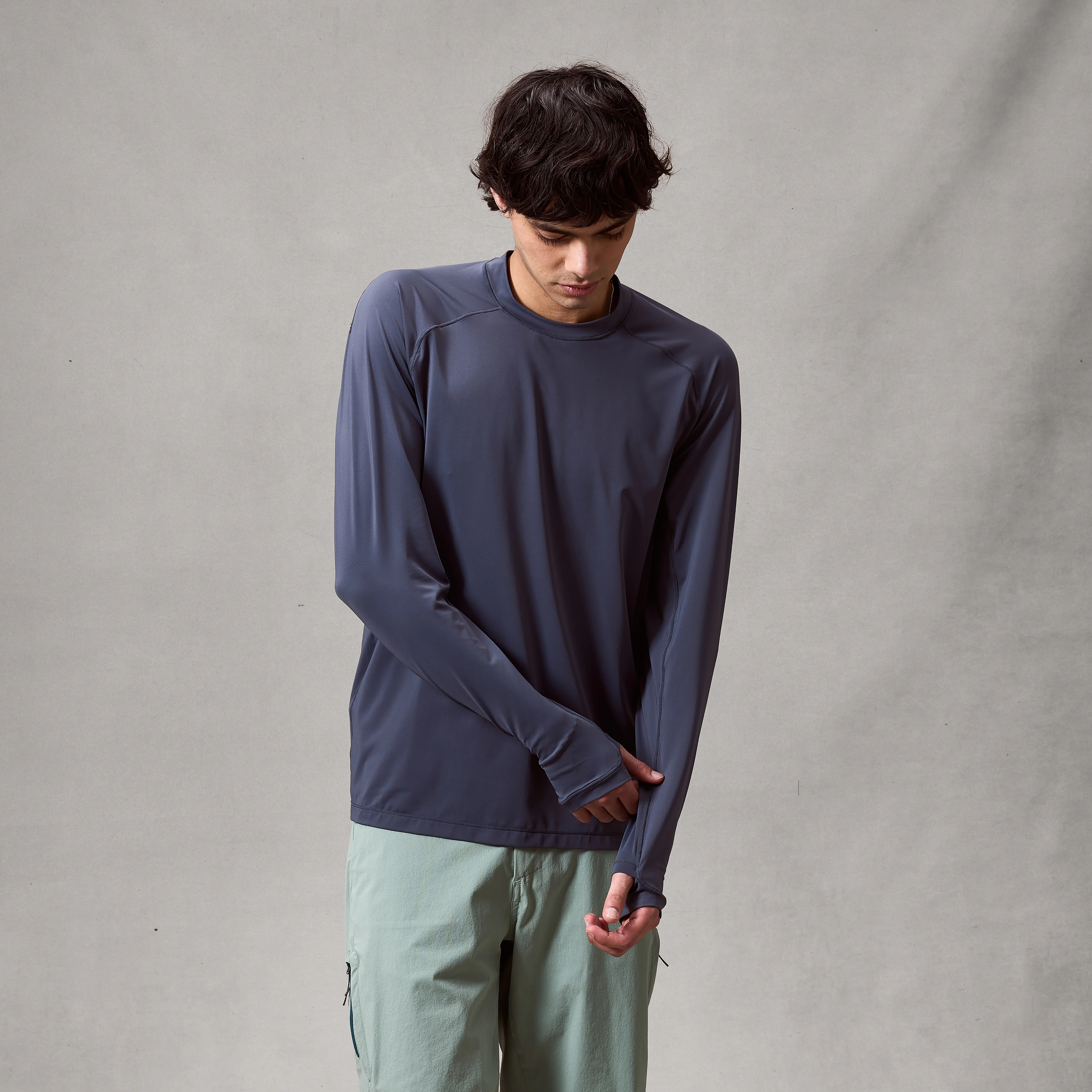 Men's AllTrack Rout L/S Tech Tee - Carbon Grey