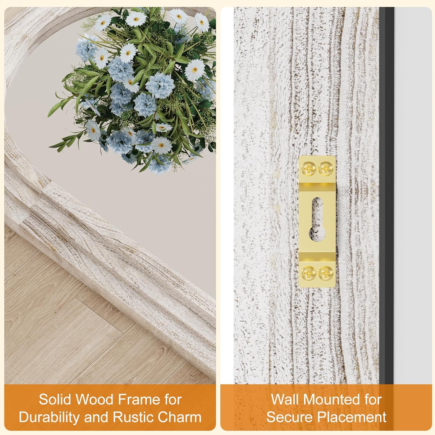 ZHUNFA External Three-Layer Arched Full Length Mirror with Solid Wood Frame,65x22 Modern Farmhouse Decor Standing Mirror Full Length,Wall Mounted,Leaning,Standing for Bedroom,Living Room,White.