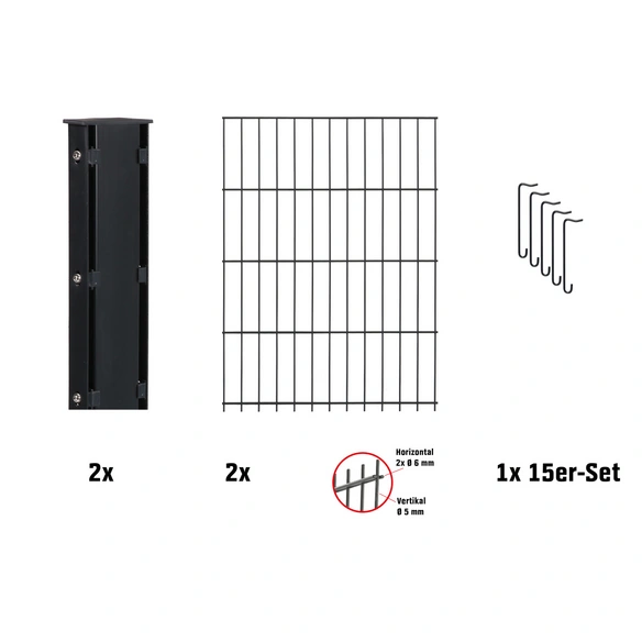 Gabionen-Set, BxHxL: 12 x 103 x 201 cm, Stahl