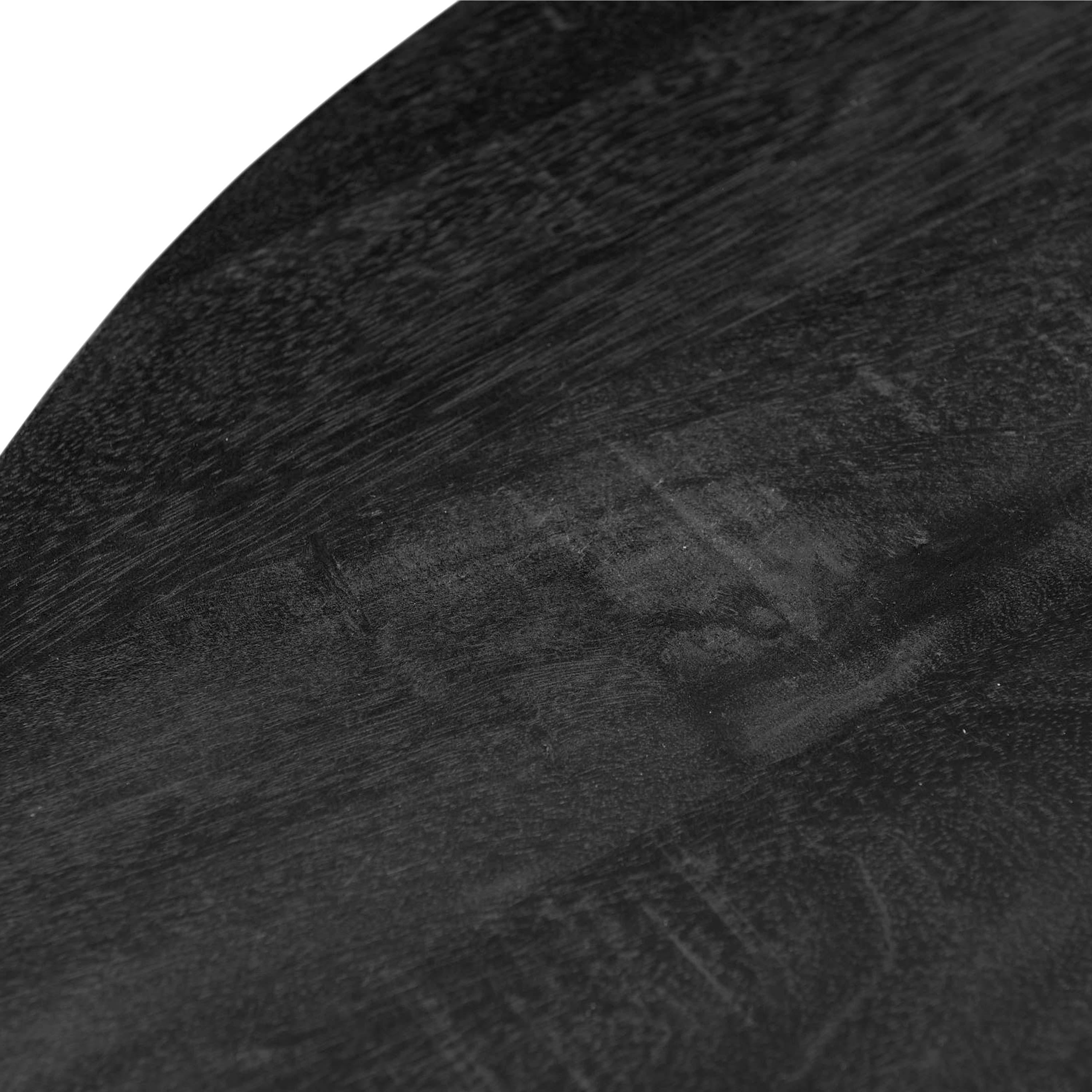 UZES - UZES-Table repas ronde D.120 cm, 6 p, Manguier teinté noir et métal