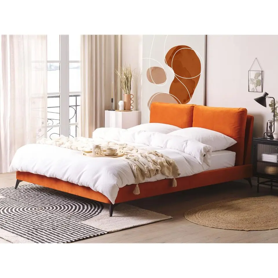 MELLE - Tweepersoonsbed - Oranje - 160 x 200 cm - Fluweel